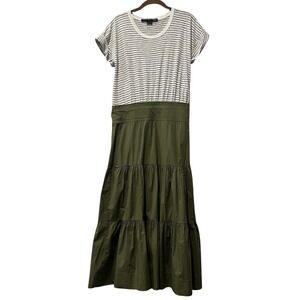 Veronica Beard Trail Striped Tiered Midi Dress Women's Medium Pima‎ Cotton